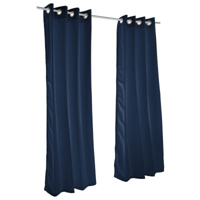 Sunbrella Canvas Navy Outdoor Curtain with Nickel Plated Grommets 50 in. x 96 in.   